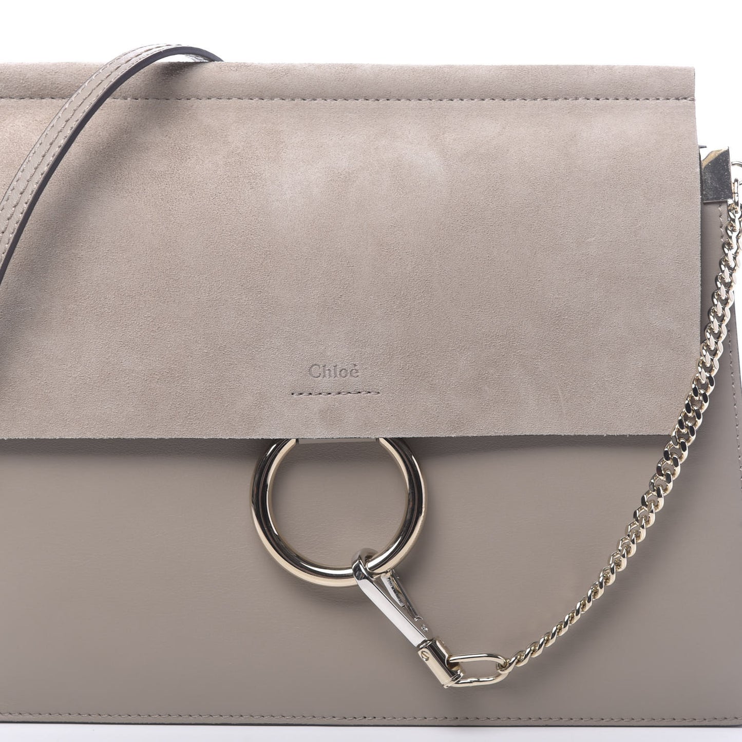 Calfskin Suede Medium Faye Shoulder Bag Motty Grey
