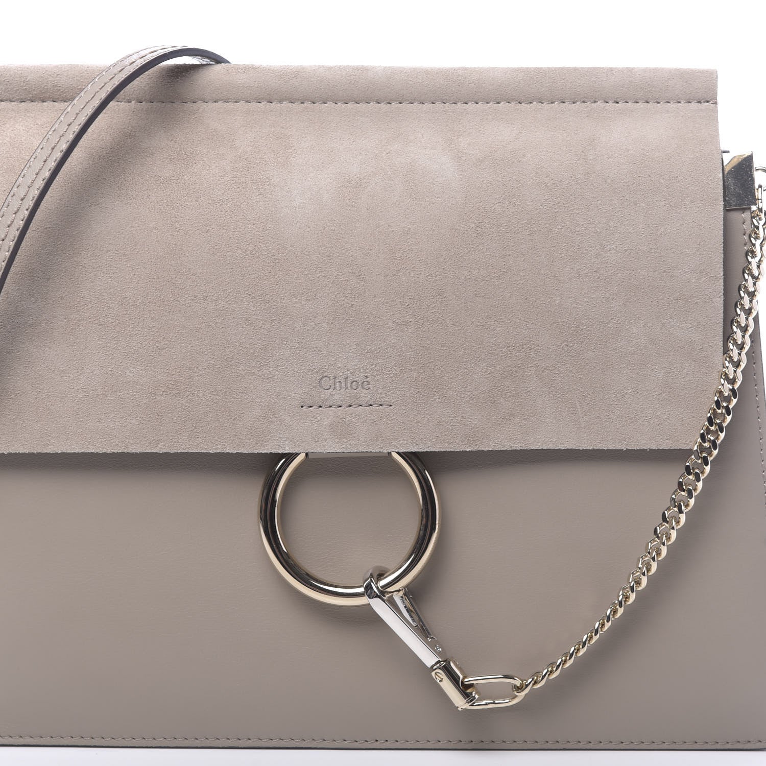 Chloe Calfskin Suede Medium Faye Shoulder Bag Motty Grey 9 of 9