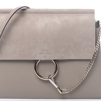 Chloe Calfskin Suede Medium Faye Shoulder Bag Motty Grey 9 of 9