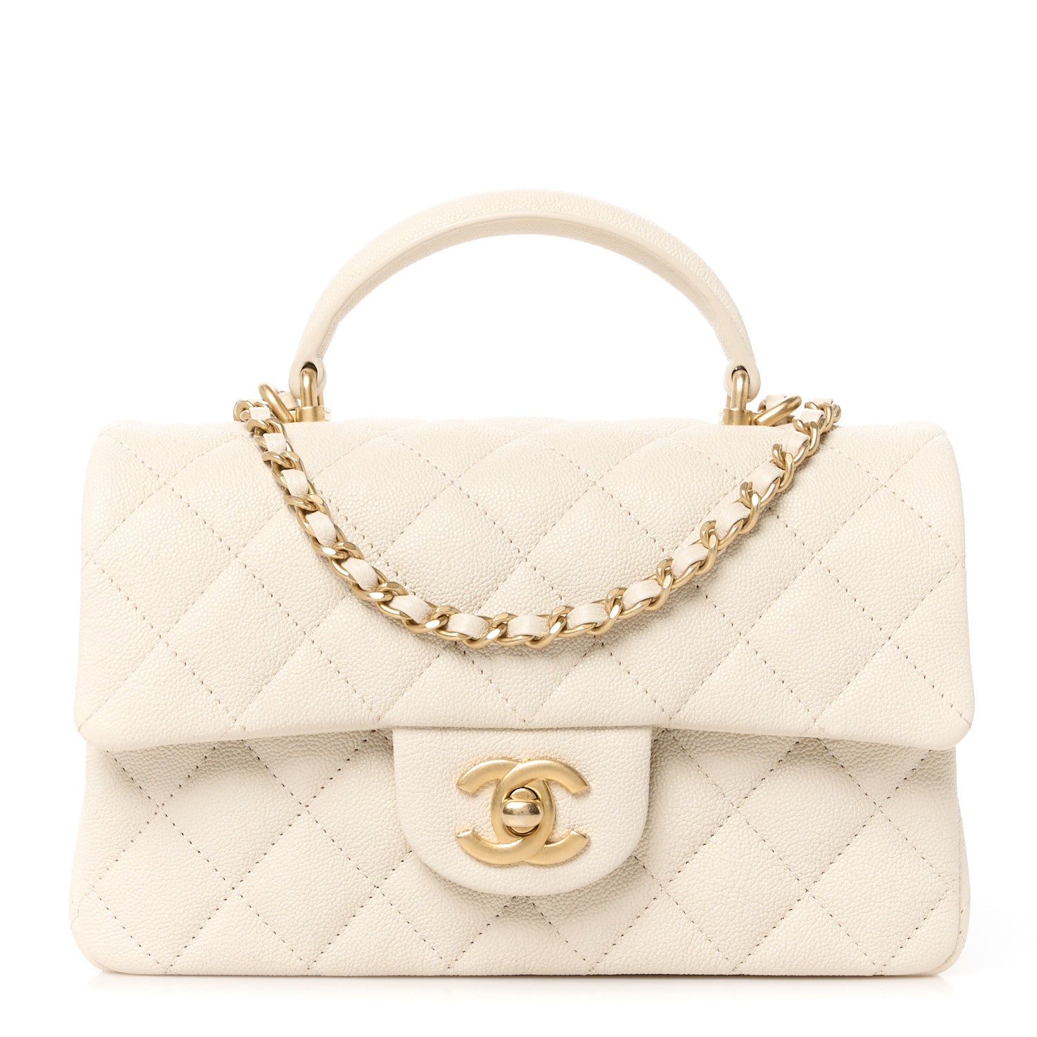 Chanel Caviar Quilted Mini Top Handle Rectangular Flap Beige 1 of 12