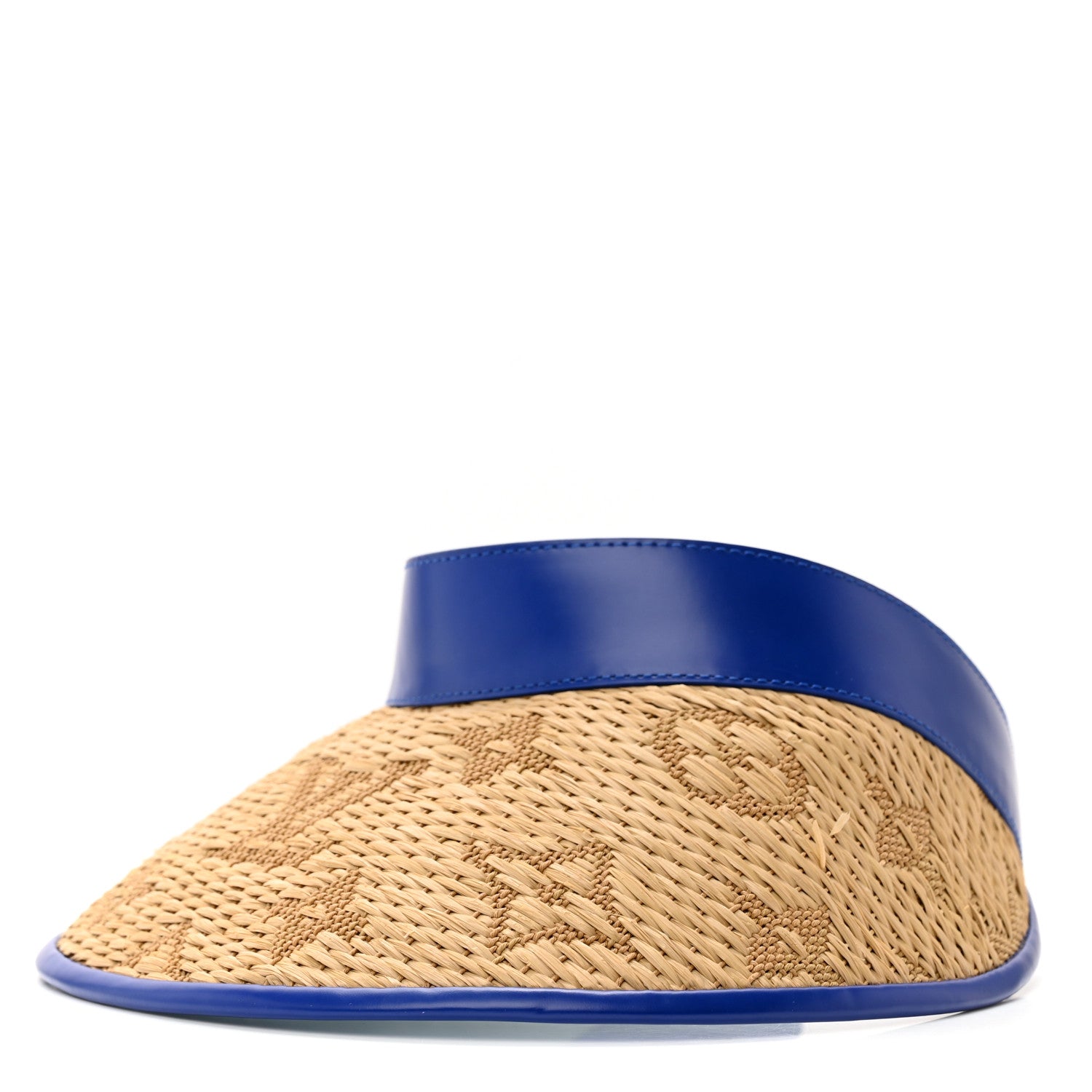 Louis Vuitton Calfskin Raffia Monogram Strawgram Visor Blue 1 of 12