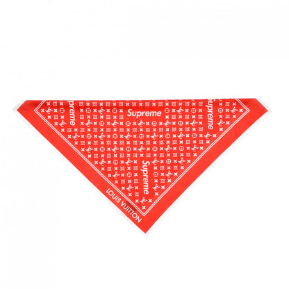 Louis Vuitton X SUPREME Cotton Monogram Bandana Scarf Red 3 of 7