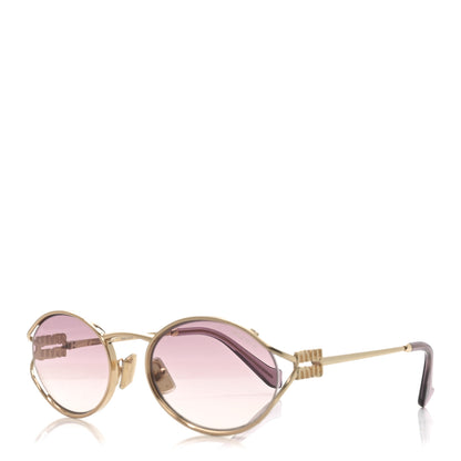 Miu Miu Metal Oval Sunglasses SMU52Y Gold 1 of 7