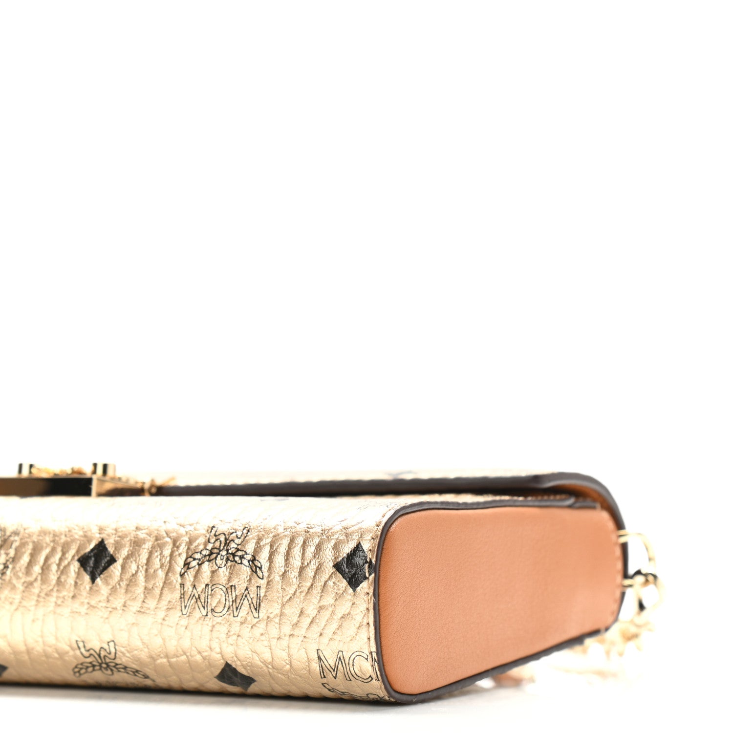 MCM Metallic Visetos Medium Millie Crossbody Bag Berlin Gold 9 of 9