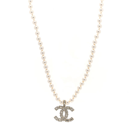 Chanel Pearl Crystal Baguette CC Short Necklace Gold 1 of 6
