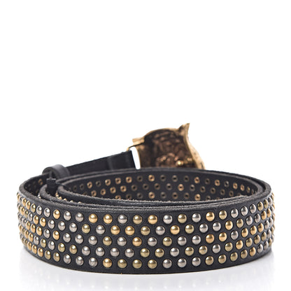 Gucci Calfskin Studded Feline Belt 105 42 Black 2 of 7
