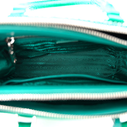 Prada Satin Crystal Mini Galleria Double Zip Tote Mango 5 of 10
