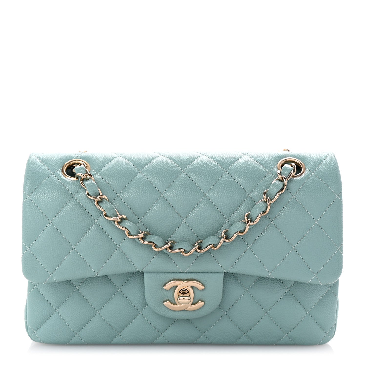 Chanel Caviar Quilted Small Double Flap Light Blue 1 of 10