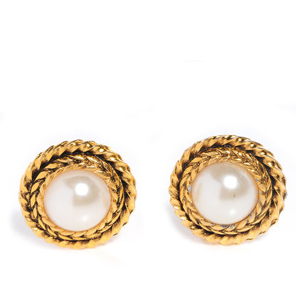 Chanel Pearl Clip On Earrings Gold 1 of 4