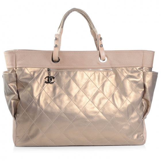 Chanel Coated Canvas Quilted Paris Biarritz XL Tote Gold 1 of 7