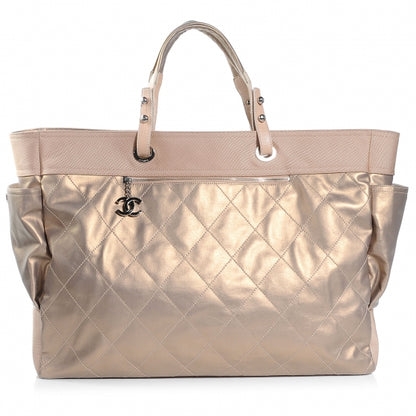 Chanel Coated Canvas Quilted Paris Biarritz XL Tote Gold 1 of 7