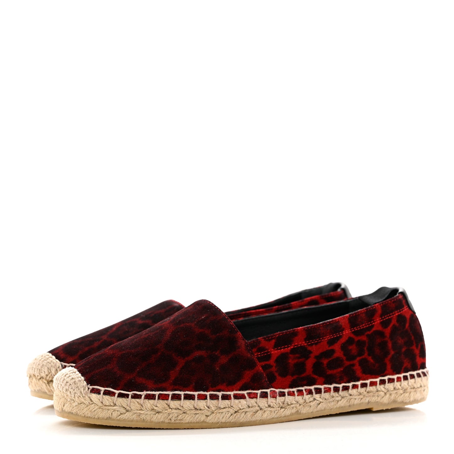 Canvas Leopard Print Espadrilles 37 Red Black