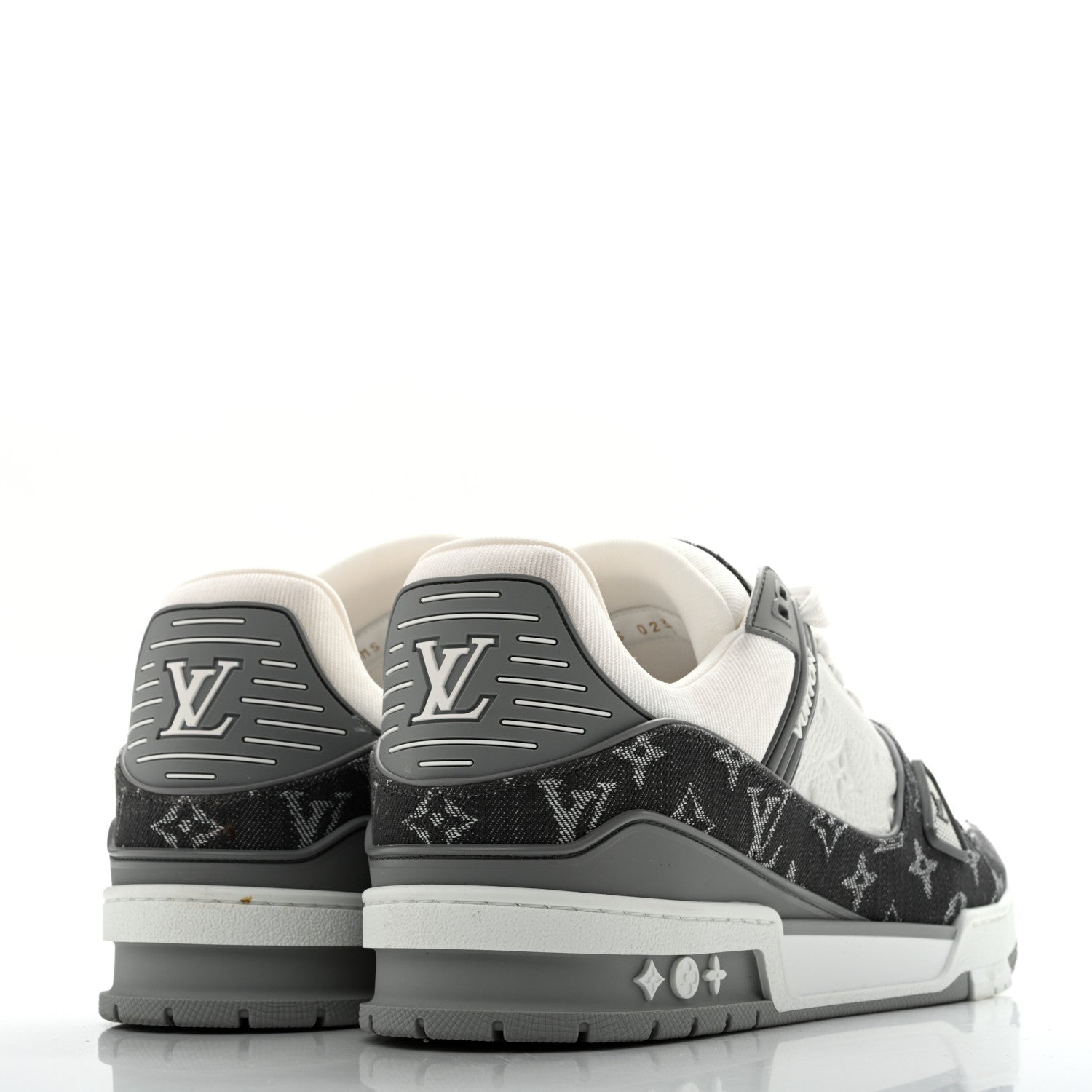 Louis Vuitton Calfskin Embossed Monogram Denim Mens LV Trainer Sneakers 11 Grey 5 of 10