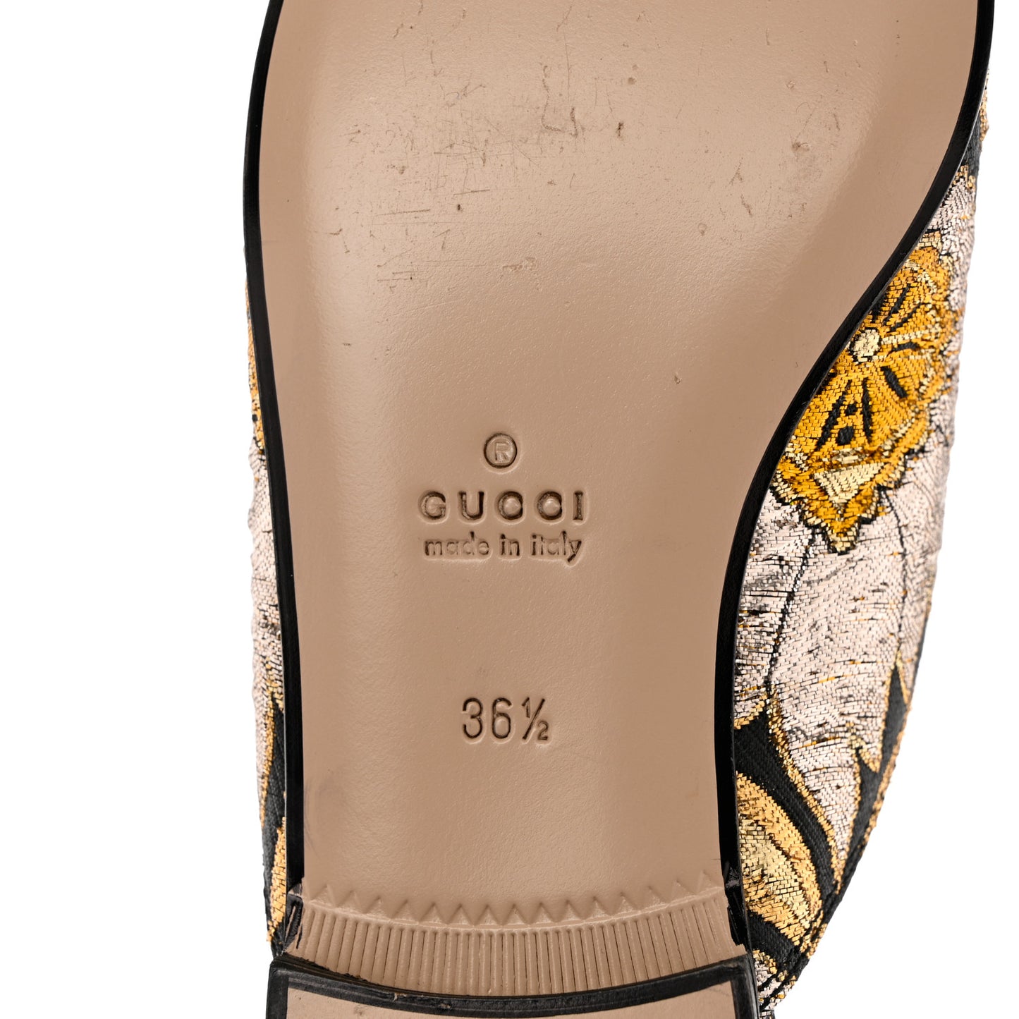 Jacquard Floral Womens Princetown Slippers 36.5 Oro Black