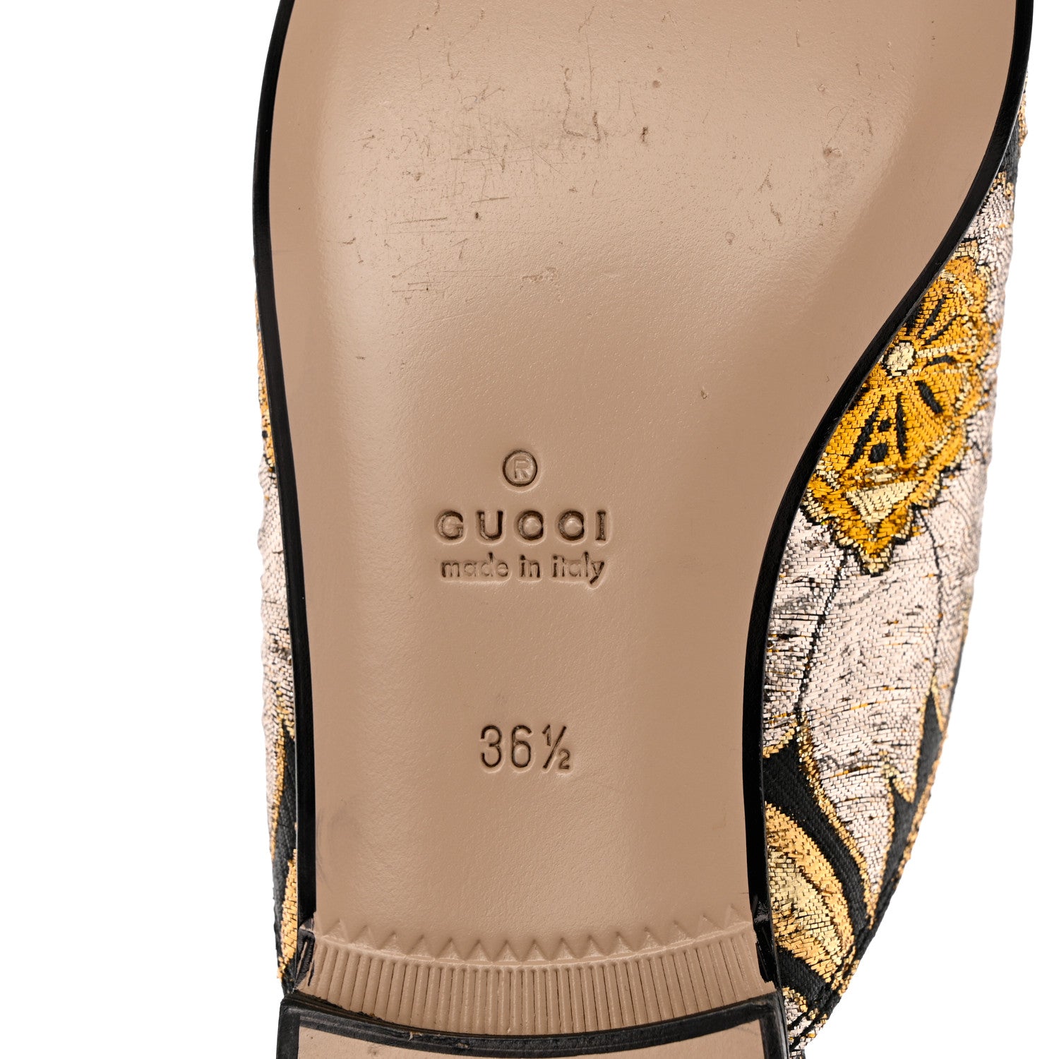 Gucci Jacquard Floral Womens Princetown Slippers 36.5 Oro Black 8 of 9