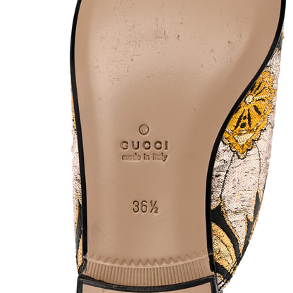 Gucci Jacquard Floral Womens Princetown Slippers 36.5 Oro Black 8 of 9