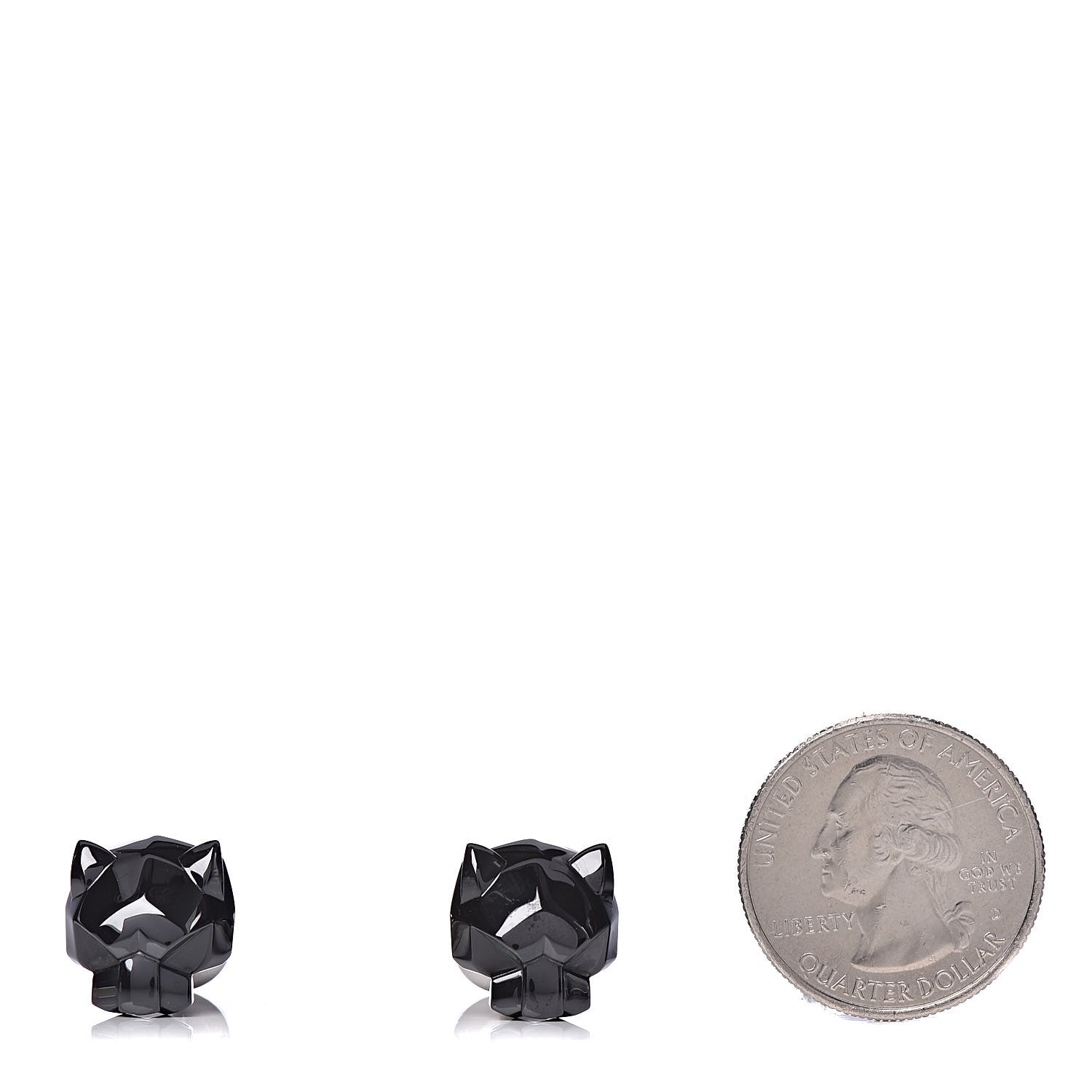 Cartier Sterling Silver Ceramic Panther Head Cufflinks Black 2 of 7