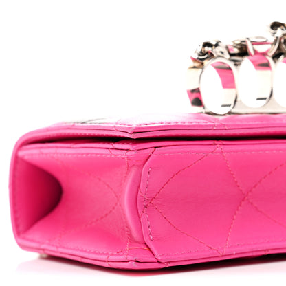 Alexander McQueen Nappa Quilted Graffiti Skull Knuckle Crossbody Bobby Pink Black 9 of 11