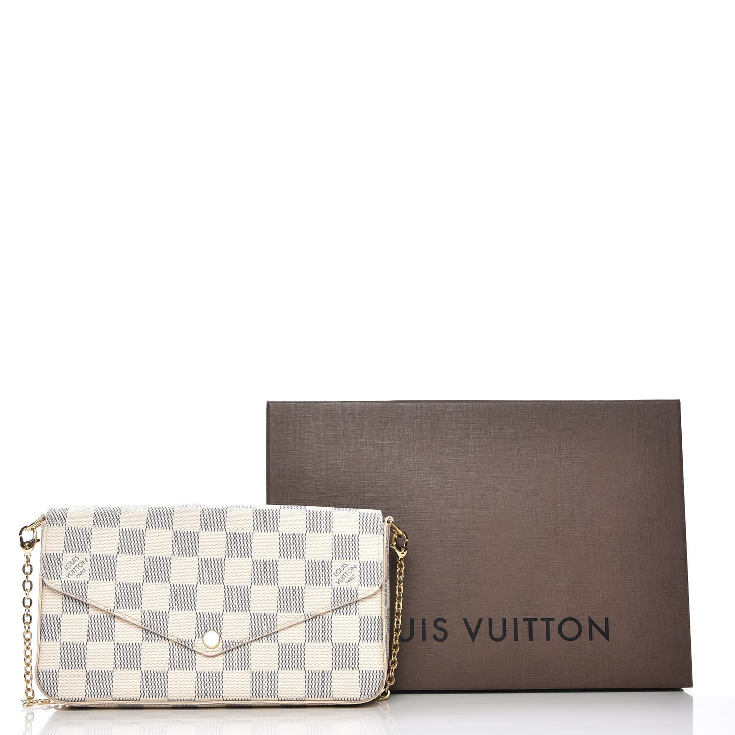 Damier Azur Pochette Felicie Chain Wallet Rose Ballerine