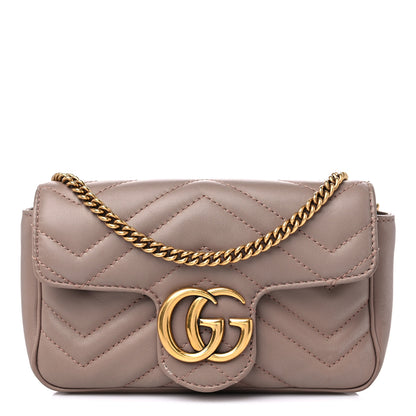 Gucci Calfskin Matelasse Super Mini GG Marmont Shoulder Bag Porcelain Rose 1 of 13