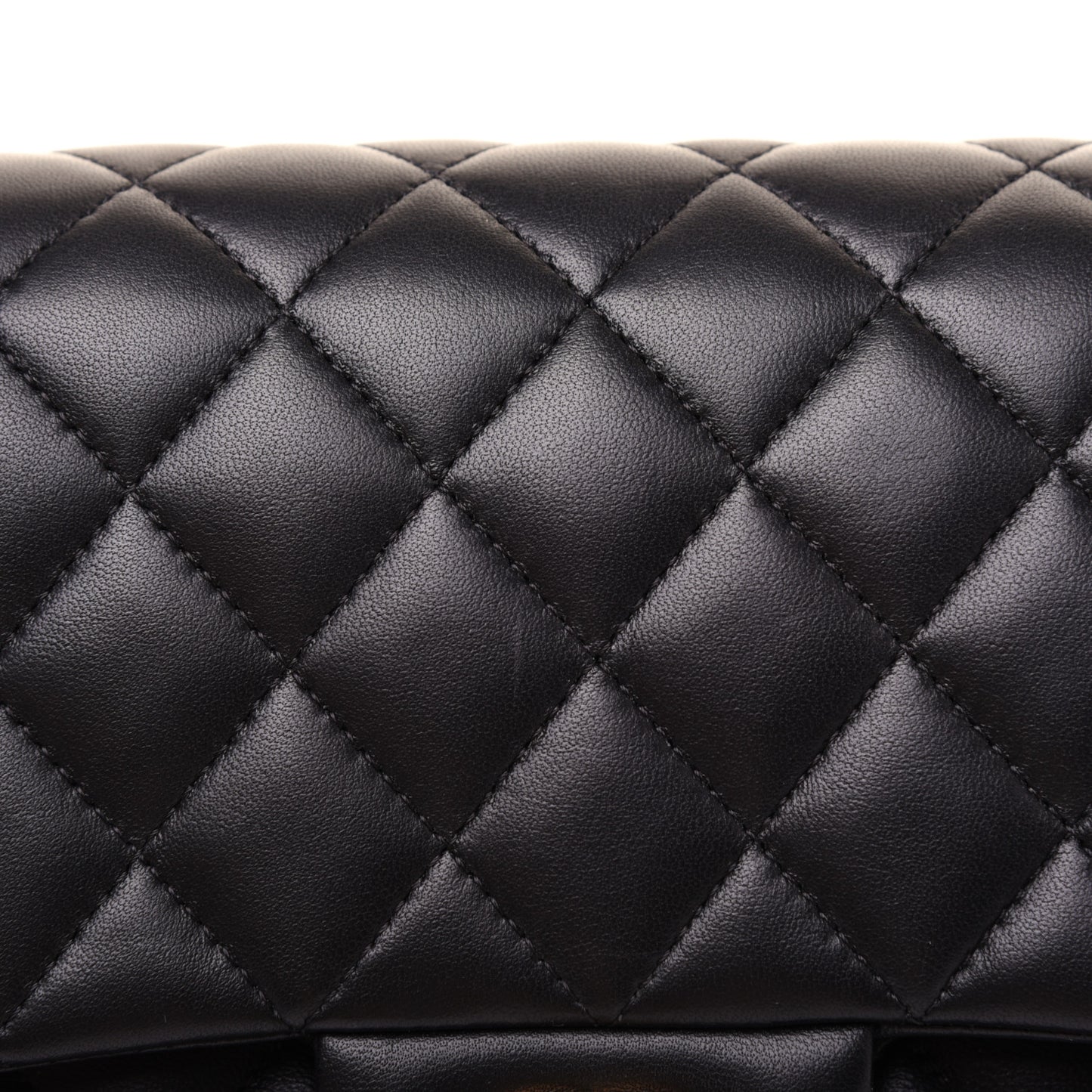 Lambskin Quilted Medium Double Flap Black