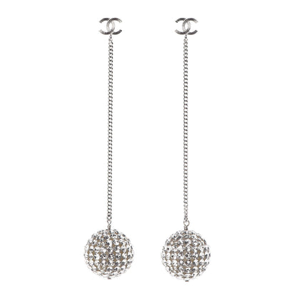 Chanel Crystal CC Drop Earrings Silver 1 of 6