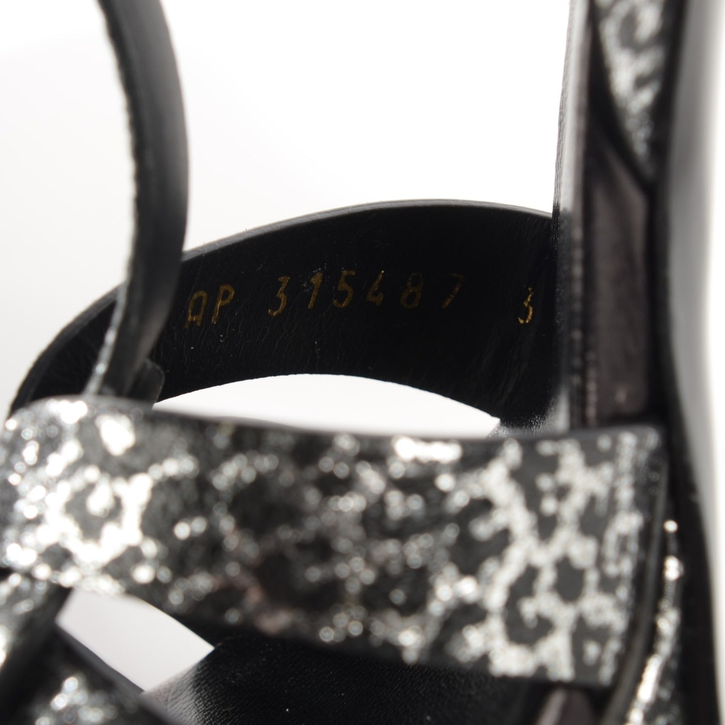 Metallic Calfskin Leopard Print Tribute 105 Platform Sandals 39 Black Silver