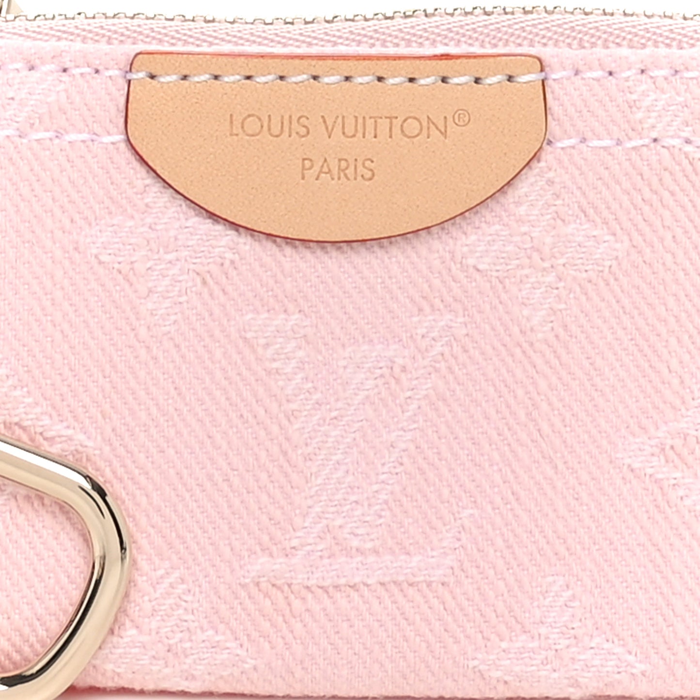 Monogram Denim Key Pouch Washed Pink