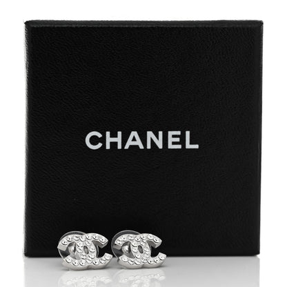 Chanel Crystal Mini Timeless CC Earrings Silver 5 of 5