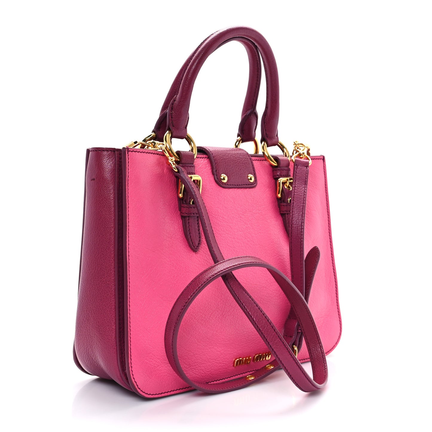 Goatskin Madras Bi-Color Shopping Tote Pink Malva