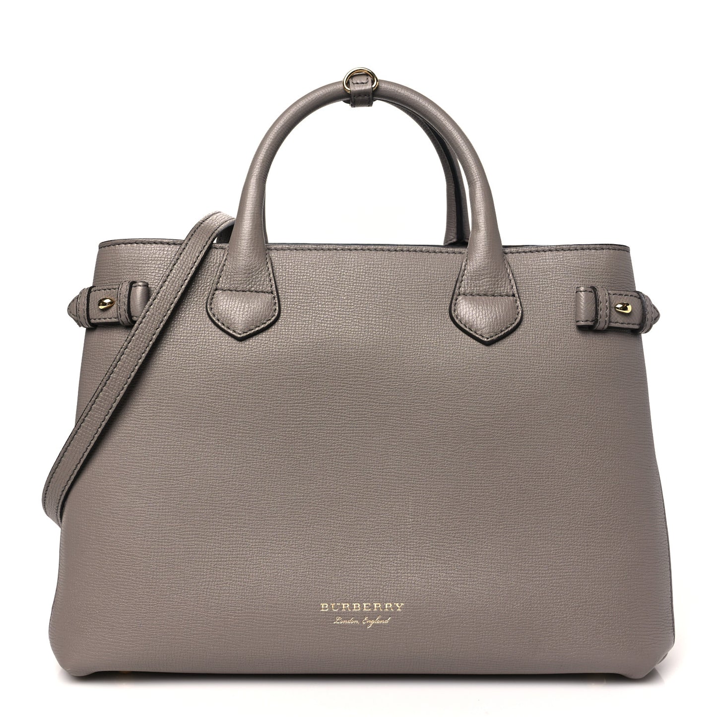 Grainy Calfskin House Check Medium Banner Tote Thistle Grey