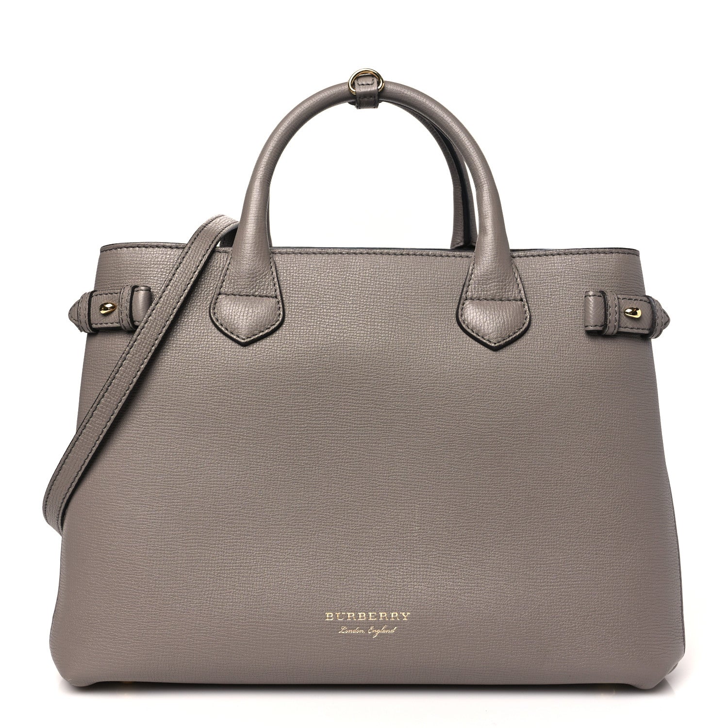 Burberry Grainy Calfskin House Check Medium Banner Tote Thistle Grey 1 of 10