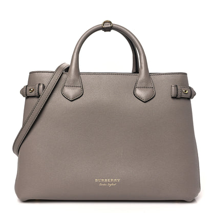 Burberry Grainy Calfskin House Check Medium Banner Tote Thistle Grey 1 of 10