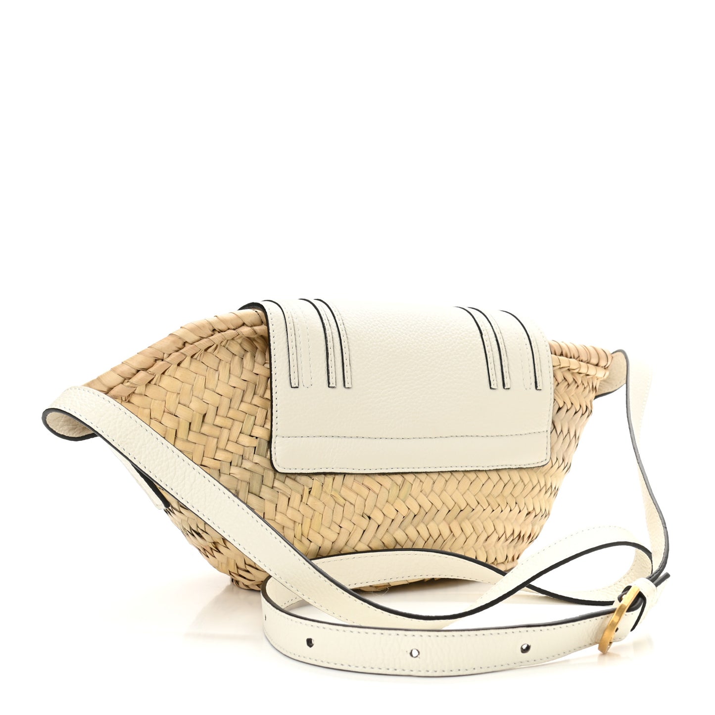 Raffia Calfskin Marcie Basket White
