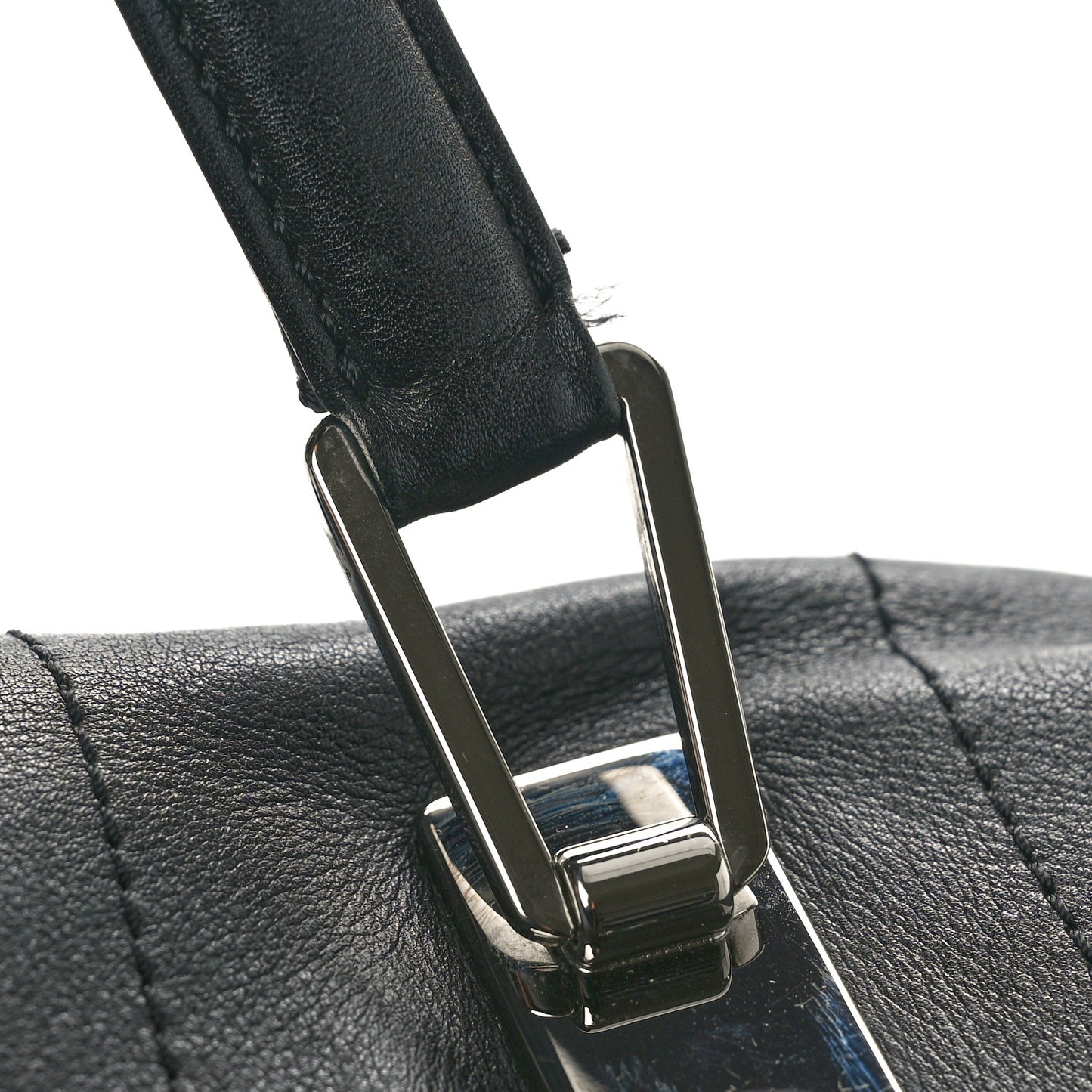 Lambskin Square Stitched Large Tote Black