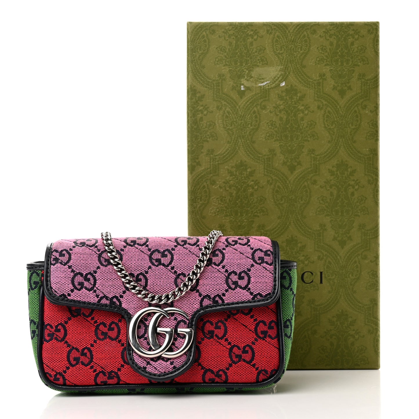 Monogram Multicolor Matelasse Diagonal Super Mini GG Marmont Shoulder Bag Pink Blue Red Yellow Green