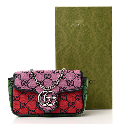 Gucci Monogram Multicolor Matelasse Diagonal Super Mini GG Marmont Shoulder Bag Pink Blue Red Yellow Green 11 of 11