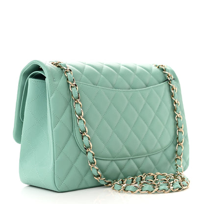 Chanel Caviar Quilted Jumbo Double Flap Light Green 3 of 11