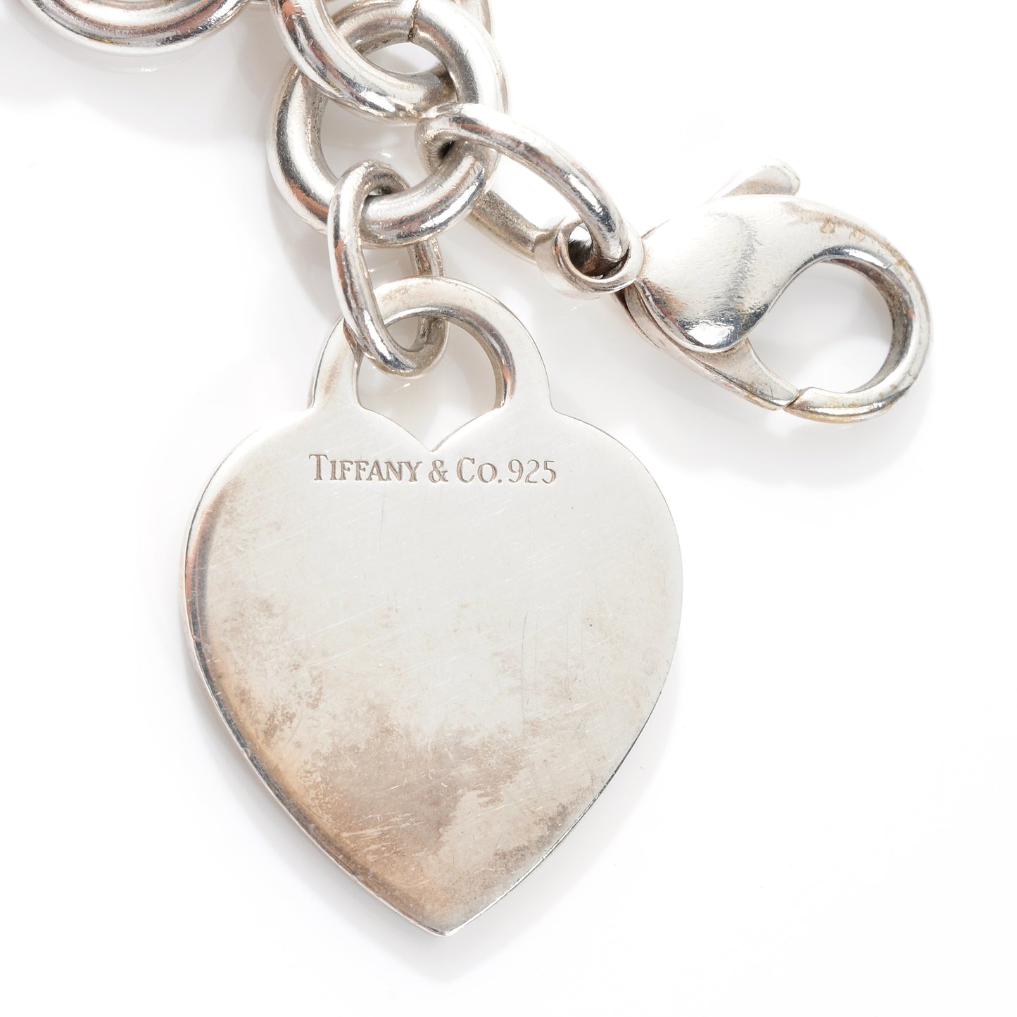 Sterling Silver Heart Tag Charm Bracelet