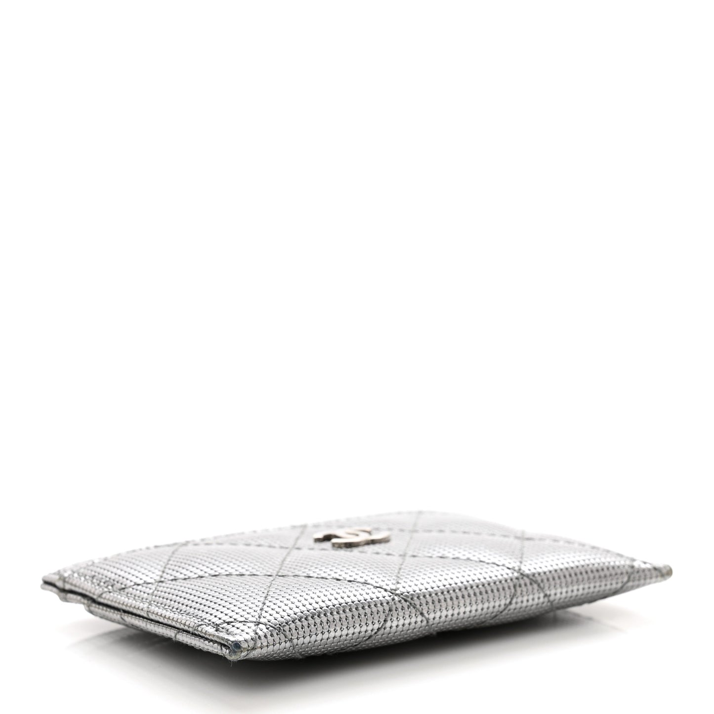 Metallic Calfskin Pixel Effect Card Holder Dark Silver