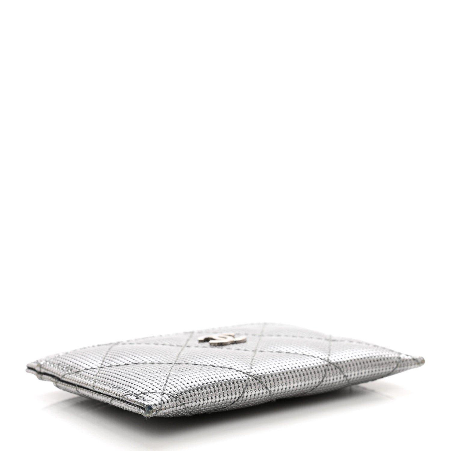 Chanel Metallic Calfskin Pixel Effect Card Holder Dark Silver 4 of 8