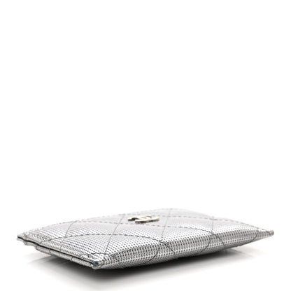 Chanel Metallic Calfskin Pixel Effect Card Holder Dark Silver 4 of 8