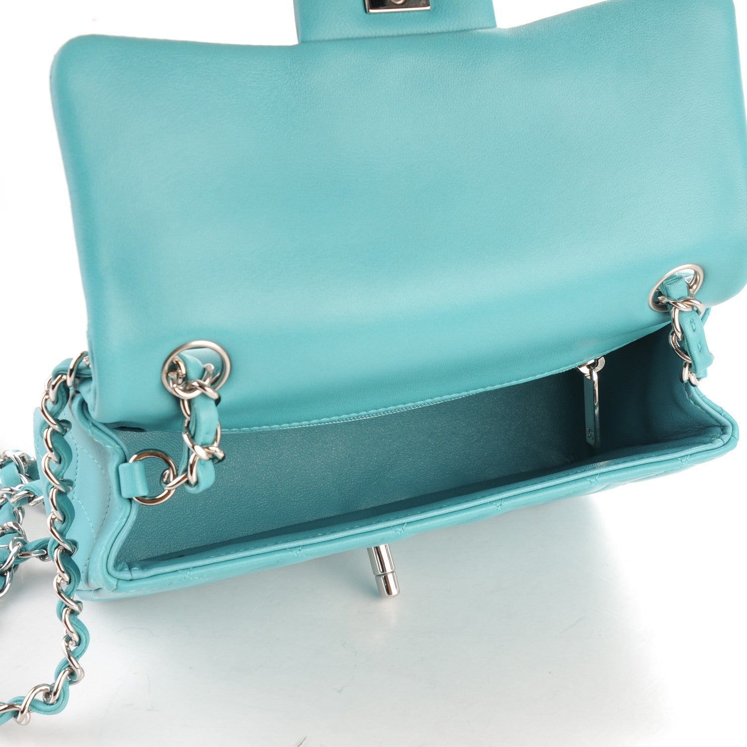 Chanel Lambskin Quilted Mini Rectangular Flap Turquoise 5 of 7