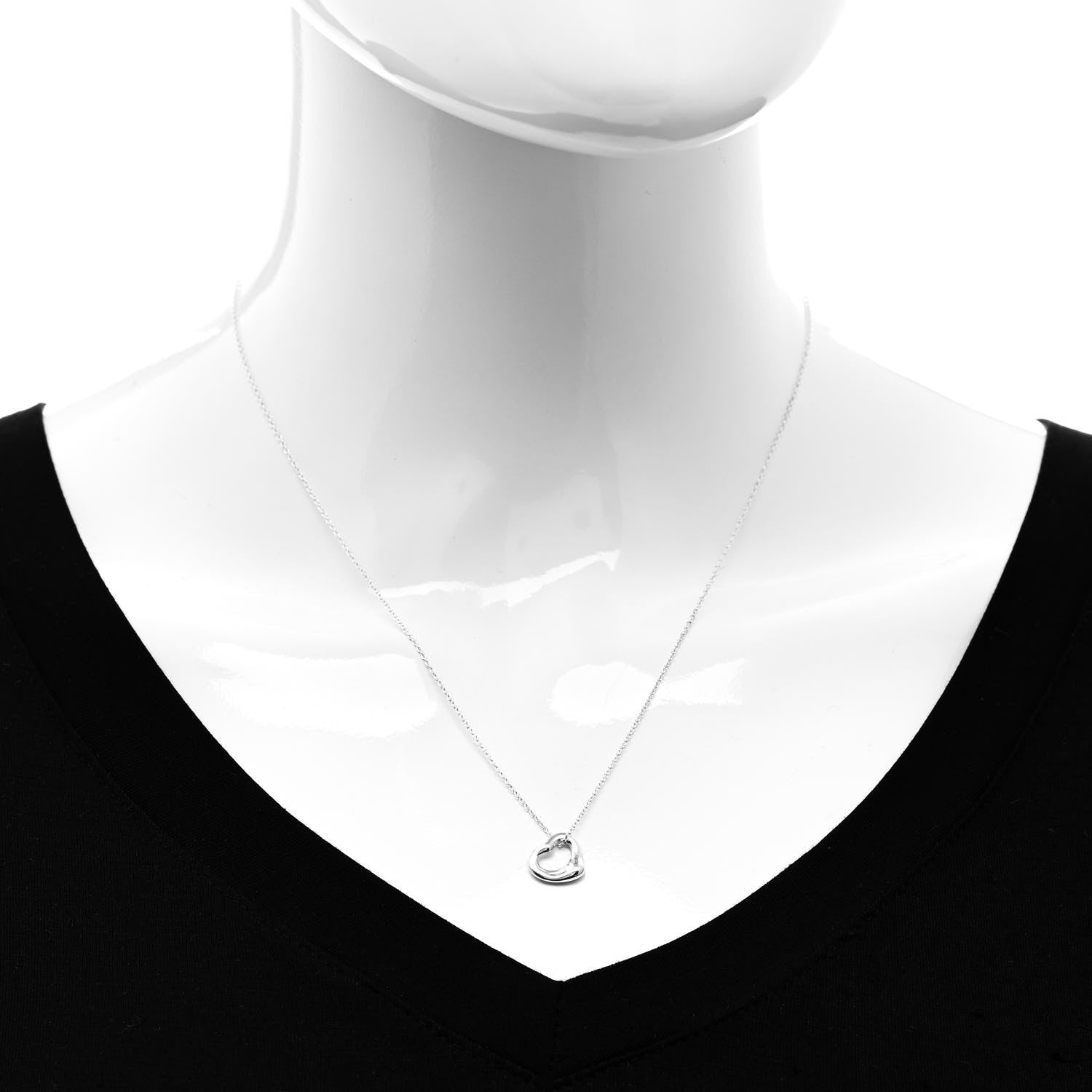 Tiffany Sterling Silver 14mm Elsa Peretti Open Heart Pendant Necklace 2 of 6