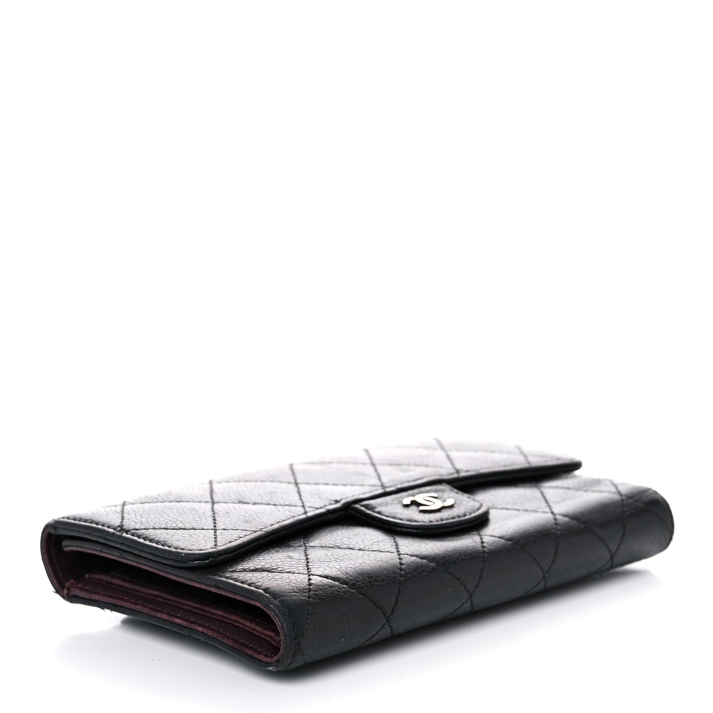 Caviar Quilted Large Flap Wallet Black