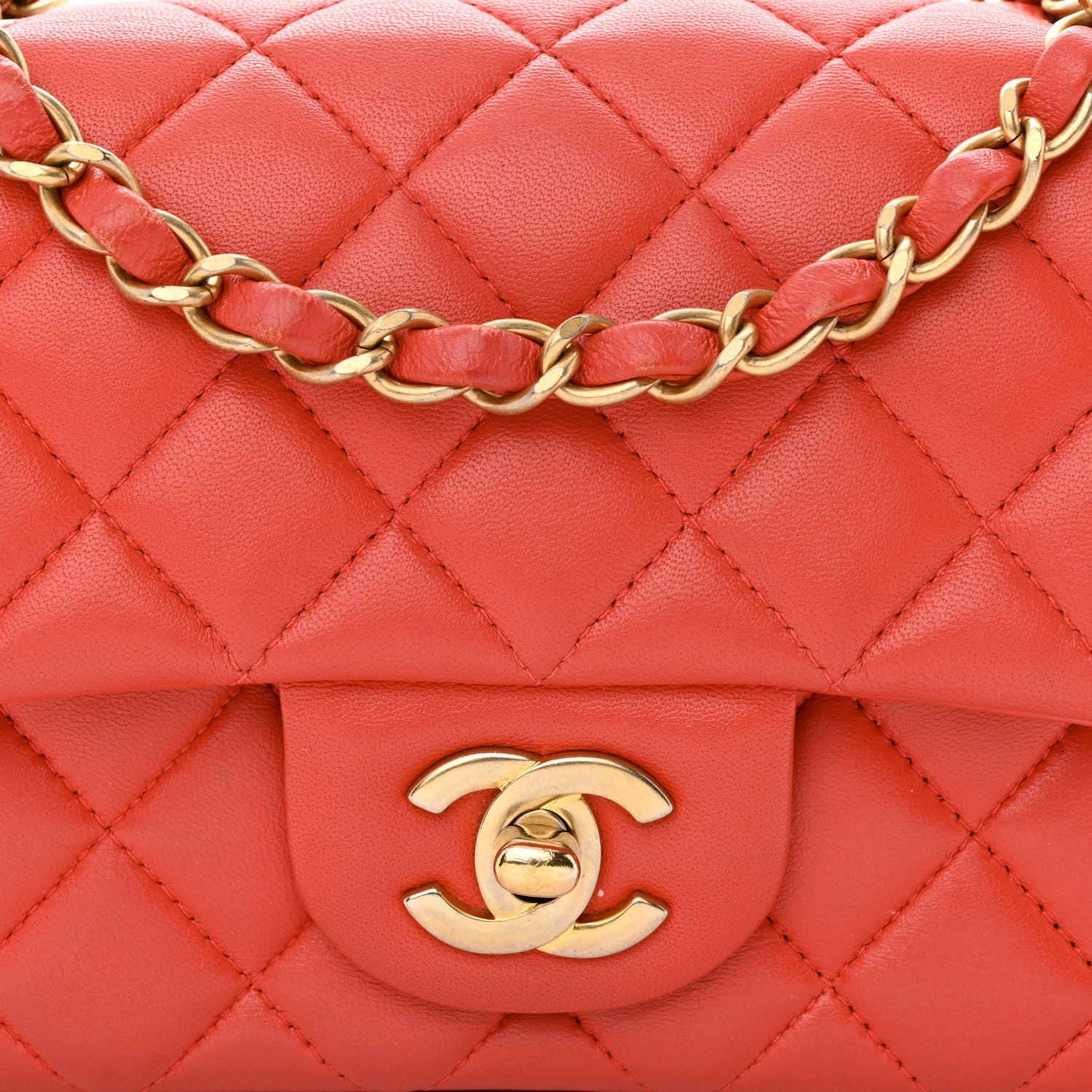 Chanel Lambskin Quilted Mini Rectangular Flap Red 8 of 11