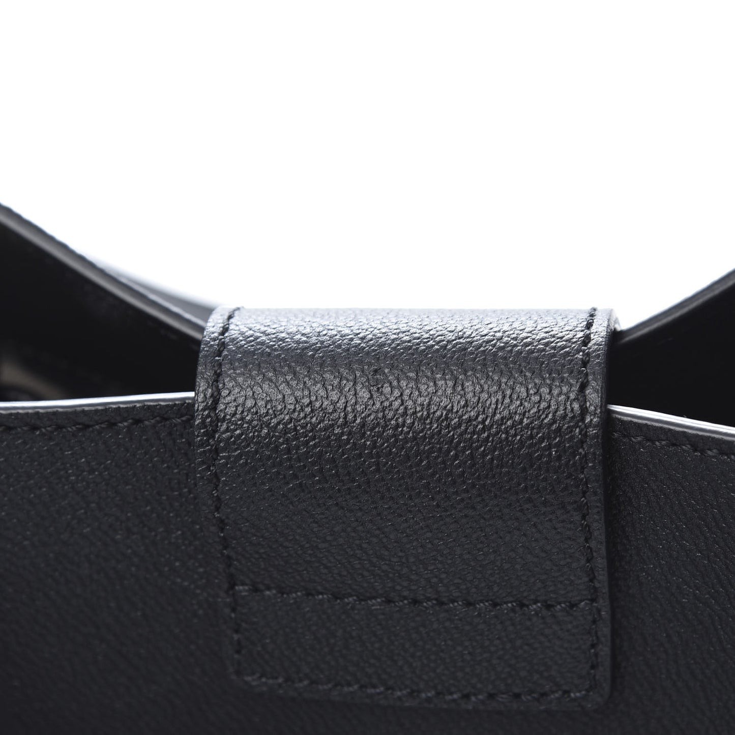 Soft Grain Calfskin Medium Buckle Tote Black