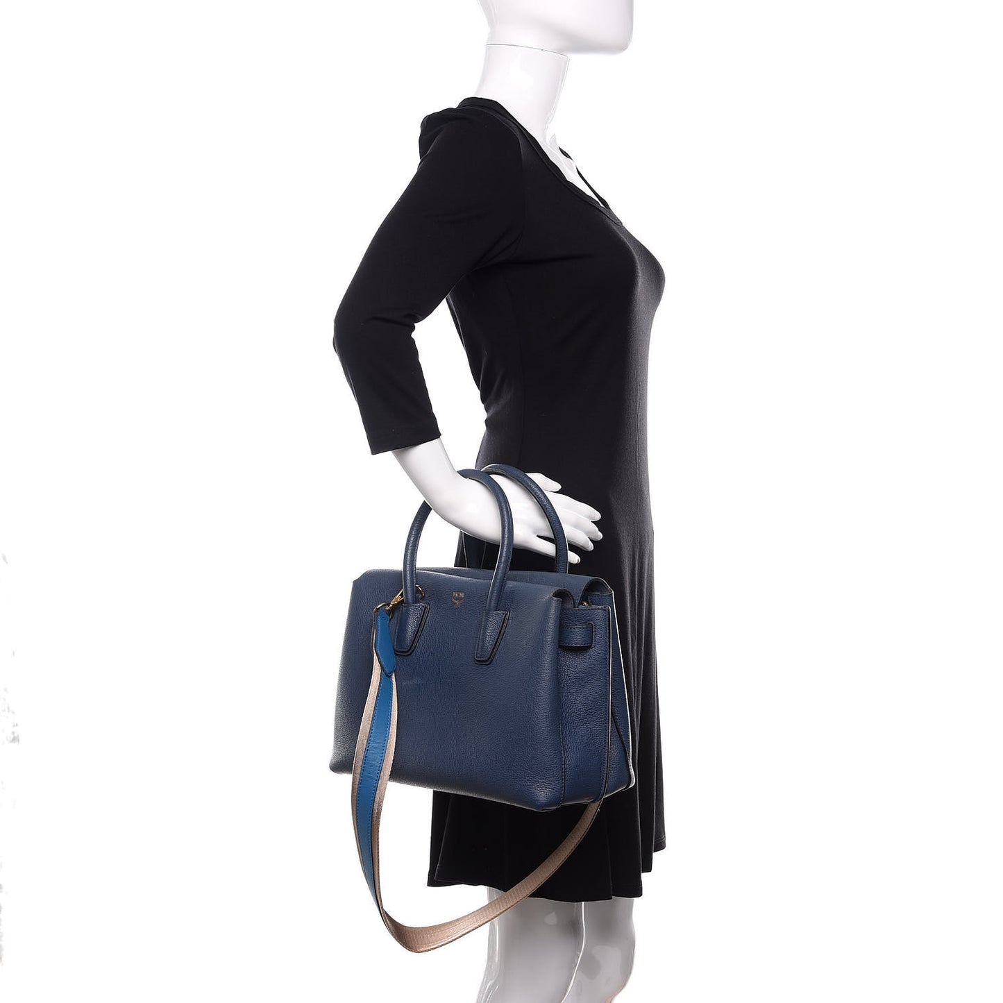 Grained Calfskin Medium Milla Tote Navy