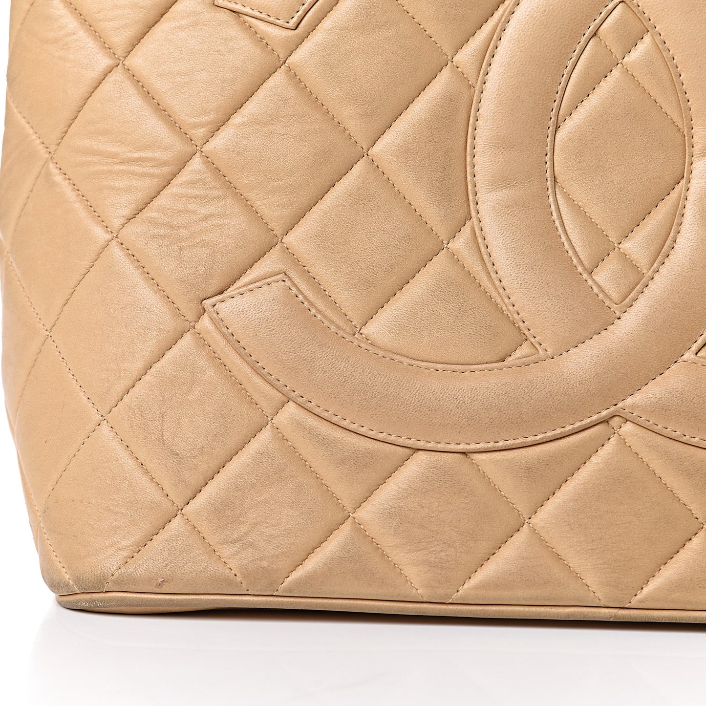 Lambskin Quilted Medallion Tote Beige
