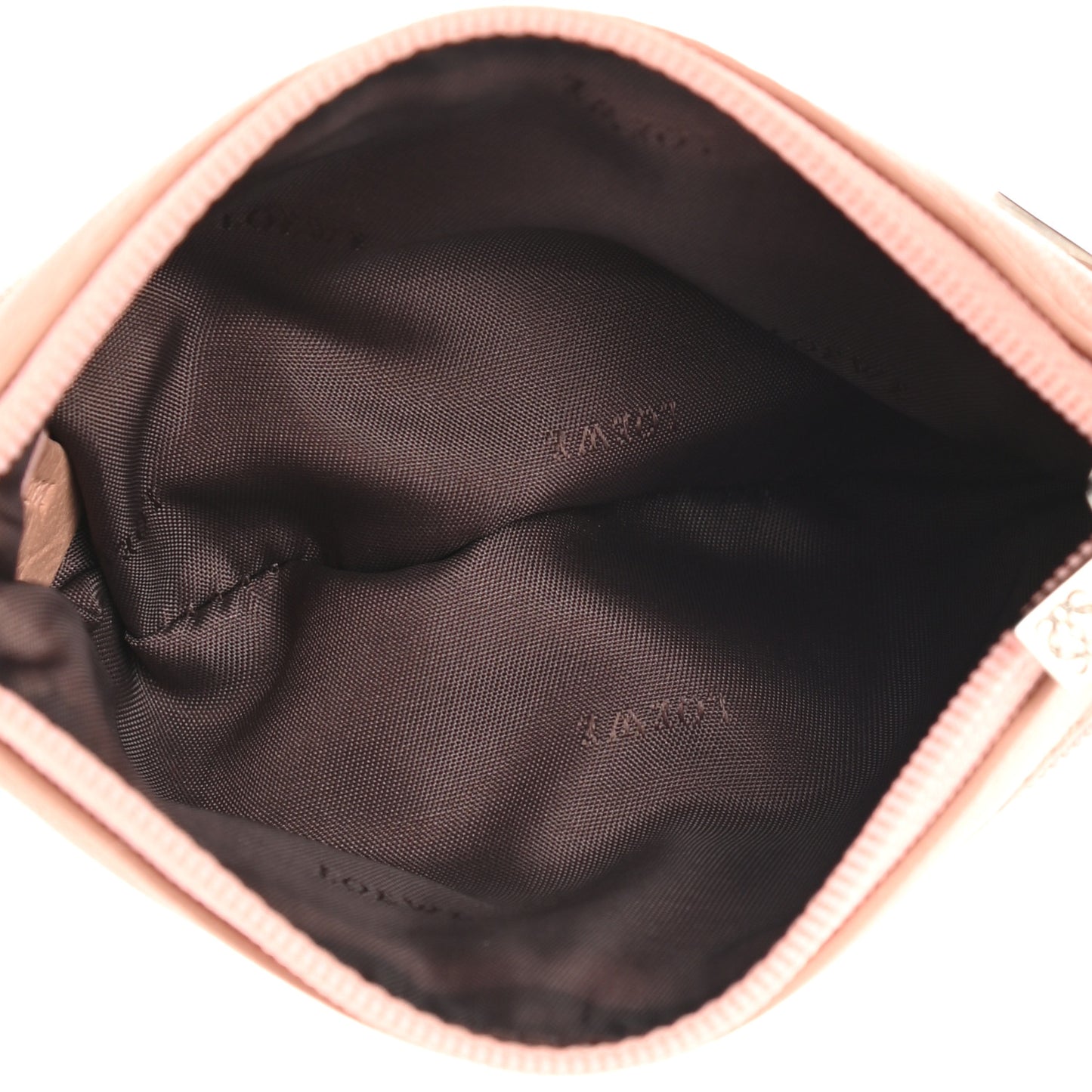 Calfskin Zip Coin Card Holder Blush